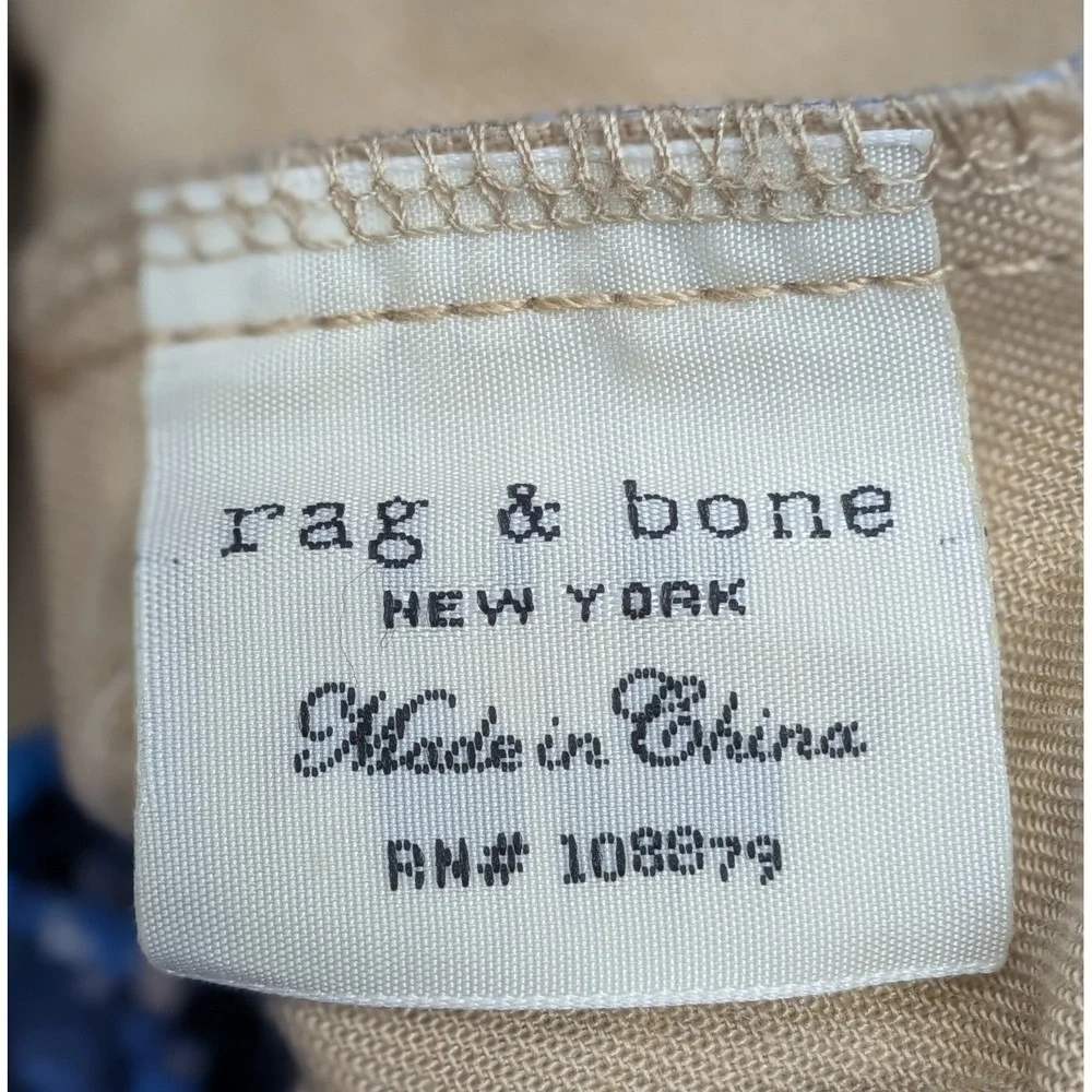 Rag & Bone New York Tote Bag Blue Floral Fabric Lightweight Bag